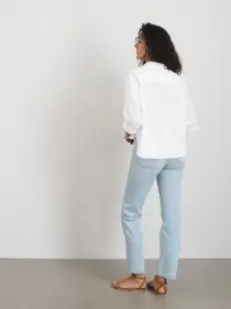 Cropped Jo Shirt in Cotton Poplin(White,XS)
