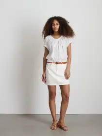 Andie Mini Skirt in White Denim(White,24)