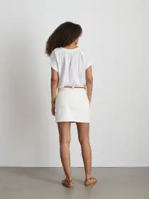 Andie Mini Skirt in White Denim(White,24)