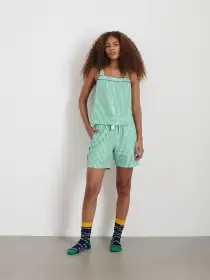 P'Jimmies Sleep Cami in Stripe(Green Stripe,XXS)