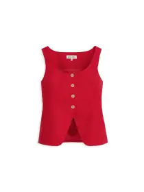 Soho Scoop Vest In Linen Cotton
