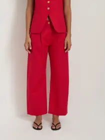 Soho Pant In Cotton Linen(Crimson,2)