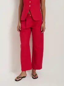 Soho Pant In Cotton Linen(Crimson,2)