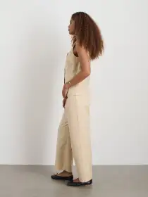 Soho Scoop Vest In Linen Cotton(Tan,XS)
