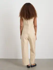 Soho Scoop Vest In Linen Cotton(Tan,XS)