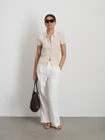 Suzanne Ribbed Polo(Ivory,XS)