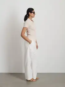 Suzanne Ribbed Polo(Ivory,XS)
