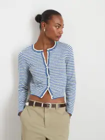 Albertina Cardigan(Azure/Ivory,XS)