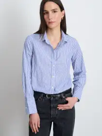 Val Shirt in Striped Poplin(Blue/White,XXS)