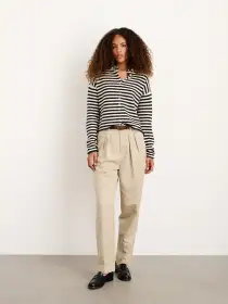 Taylor Striped Cardigan in Cotton Cashmere(Navy/Ivory,XS)