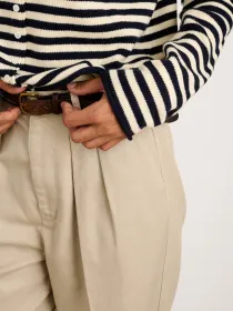Taylor Striped Cardigan in Cotton Cashmere(Navy/Ivory,XS)