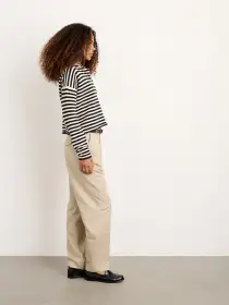 Taylor Striped Cardigan in Cotton Cashmere(Navy/Ivory,XS)