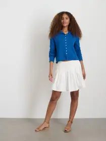 Taylor Rollneck Cardigan in Cotton Cashmere(Cosmic Blue,XS)