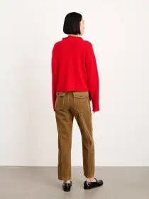 Taylor Rollneck Cardigan in Cotton Cashmere(Fire Red,XS)
