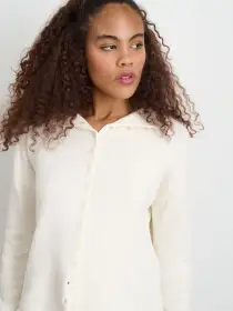 Taylor Rollneck Cardigan in Cotton Cashmere(Ivory,XS)