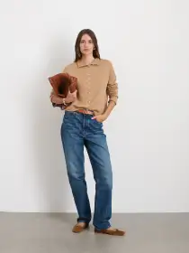 Taylor Rollneck Cardigan in Cotton Cashmere(Camel,XS)