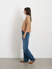 Taylor Rollneck Cardigan in Cotton Cashmere(Camel,XS)
