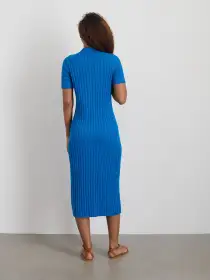 Alice Ribbed Sweater Dress(Cerulean Blue,XS)