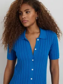 Alice Ribbed Sweater Dress(Cerulean Blue,XS)