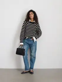 Amalie Sweater in Stripe(Navy/White,XS)