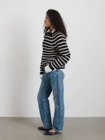 Amalie Sweater in Stripe(Navy/White,XS)