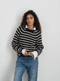 Amalie Sweater in Stripe(Navy/White,XS)
