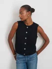 Bridget Vest in Cotton(Black,XS)