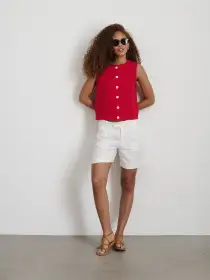 Bridget Vest in Cotton(Tomato,XS)
