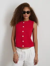Bridget Vest in Cotton(Tomato,XS)
