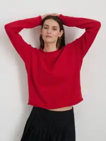 Mariner Rollneck Sweater In Cotton(Red,XS)