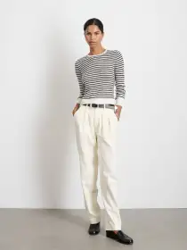 Ava Striped Sweater Tee(Ivory/Black,XS)