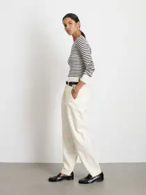 Ava Striped Sweater Tee(Ivory/Black,XS)