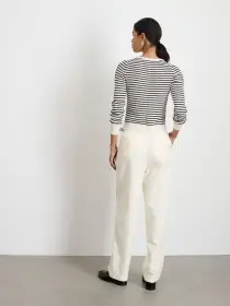 Ava Striped Sweater Tee(Ivory/Black,XS)