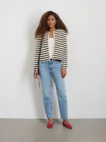 Paris Sweater Jacket in Stripe(Cream/Navy,XXS)