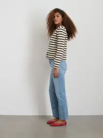Paris Sweater Jacket in Stripe(Cream/Navy,XXS)