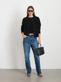 Lucie Cardigan in Cashmere(Black,XS)