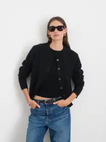 Lucie Cardigan in Cashmere(Black,XS)
