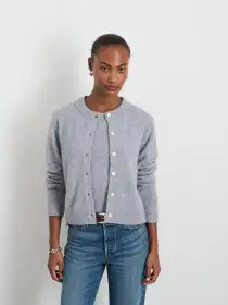 Lucie Cardigan in Cashmere(Icy Grey,XS)