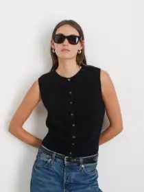 Lucie Vest in Cashmere(Black,XS)