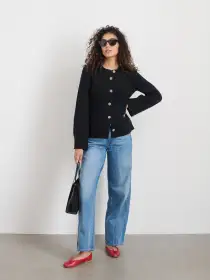 Provence Sweater Jacket In Cotton Cashmere(Black,XS)