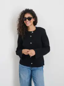 Provence Sweater Jacket In Cotton Cashmere(Black,XS)