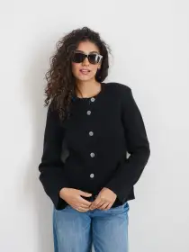 Provence Sweater Jacket In Cotton Cashmere(Black,XS)
