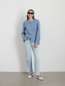 Provence Sweater Jacket In Cotton Cashmere(Dolly Blue,XS)
