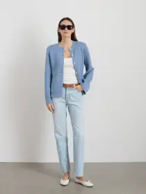 Provence Sweater Jacket In Cotton Cashmere(Dolly Blue,XS)