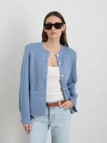 Provence Sweater Jacket In Cotton Cashmere(Dolly Blue,XS)