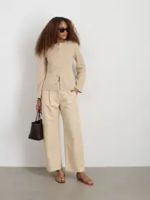 Provence Sweater Jacket In Cotton Cashmere(Sand,XS)