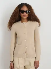 Provence Sweater Jacket In Cotton Cashmere(Sand,XS)