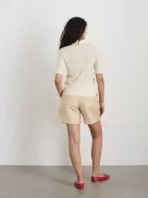 Ava Short Sleeve Polo in Extrafine Merino Wool(Lemon Sorbet,XS)