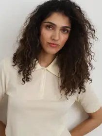 Ava Short Sleeve Polo in Extrafine Merino Wool(Lemon Sorbet,XS)
