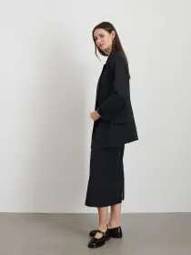 Soho Waisted Blazer In Linen Cotton(Black,XS)